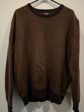 J. Crew Men's Brown Herringbone Crewneck Sweater
